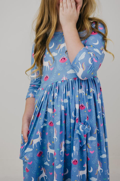 blue-moon-3-4-sleeve-pocket-twirl-dress Mila &  Rose - Sophia's Style--3T--4
